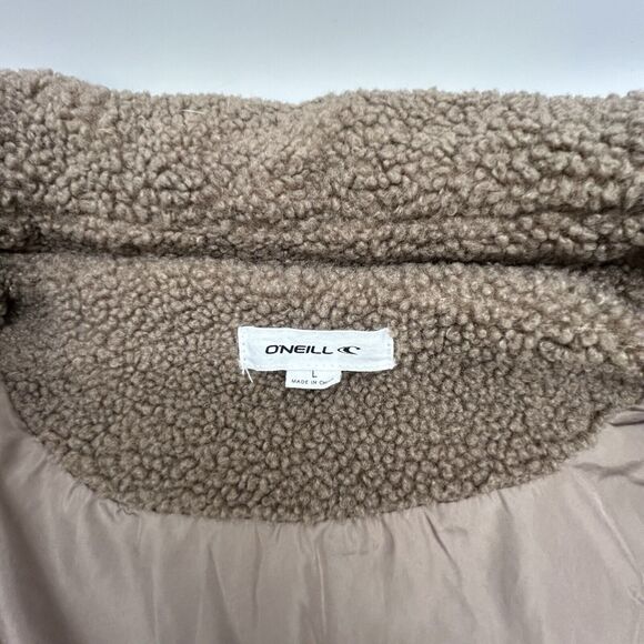 ONEILL Jacket Women's Large Brown Button Up Collared Sherpa Pockets Coat - Picture 5 of 10